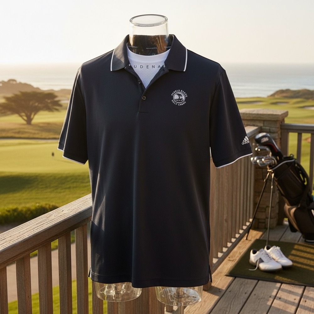 Adidas Pebble Beach Golf Links Climacool Polo Shirt Mens Large Black